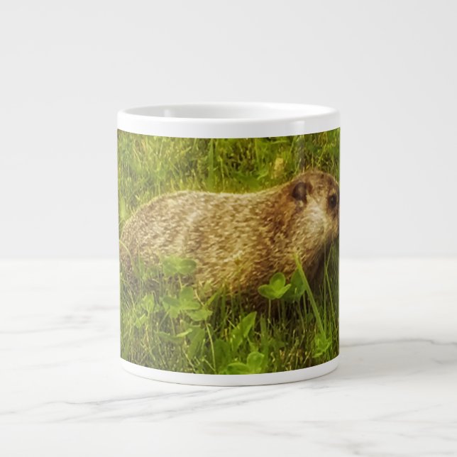 Groundhog i fält mugg jumbo mugg (Framsidan)