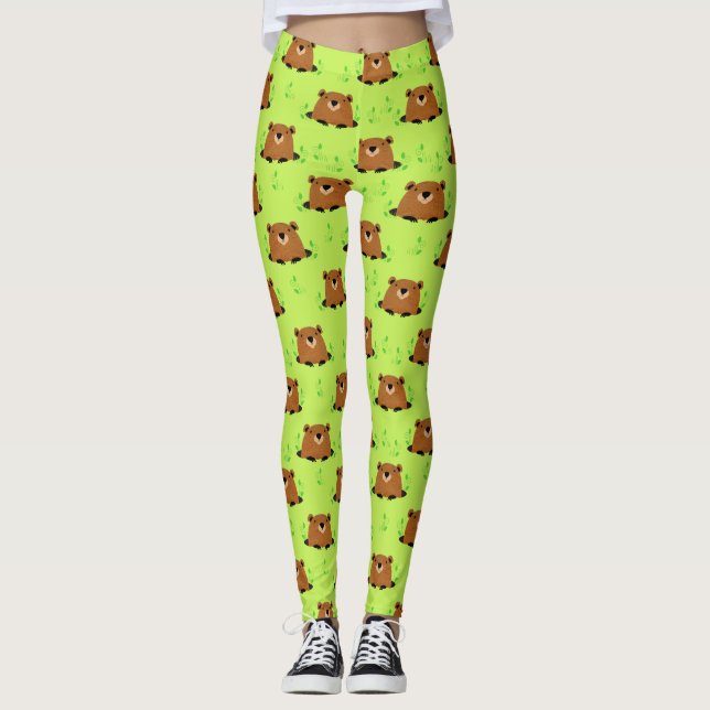 Groundhog Mönster Leggings (Framsida)
