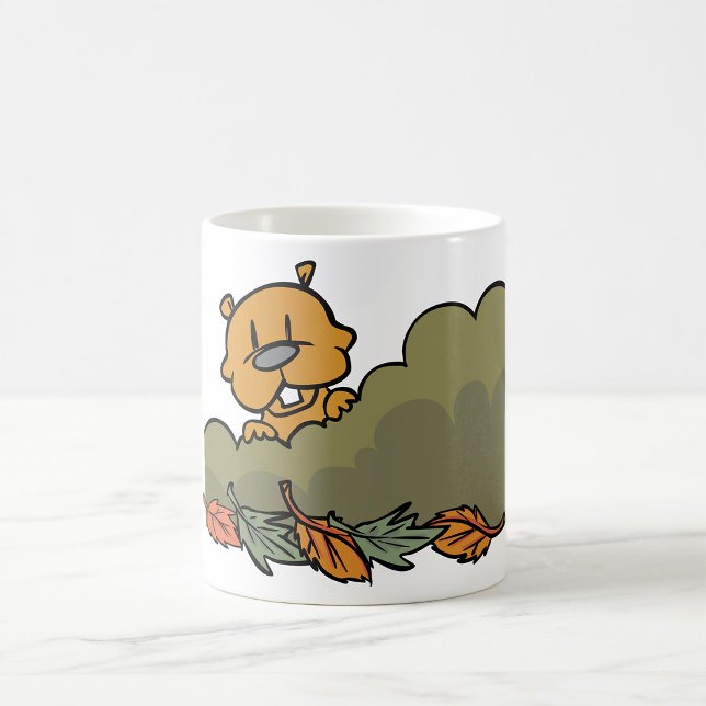 Groundhog Peeking through Autumn Busks Kaffemugg (Skapare uppladdad)