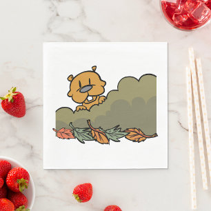 Groundhog Peeking through Autumn Busks Pappersservett