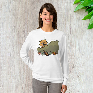 Groundhog Peeking through Autumn Busks T Shirt