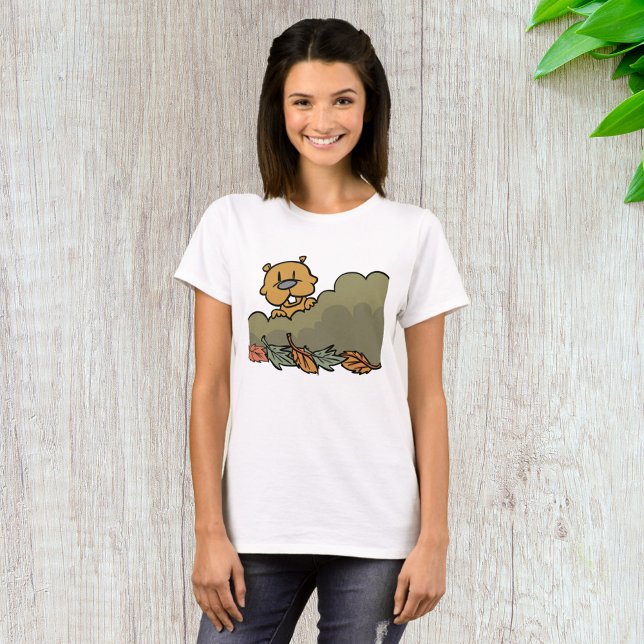 Groundhog Peeking through Autumn Busks T Shirt (Skapare uppladdad)