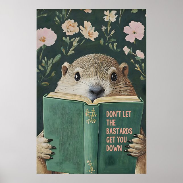 Groundhog Reading Motivational Book Art Print Poster (Framsidan)