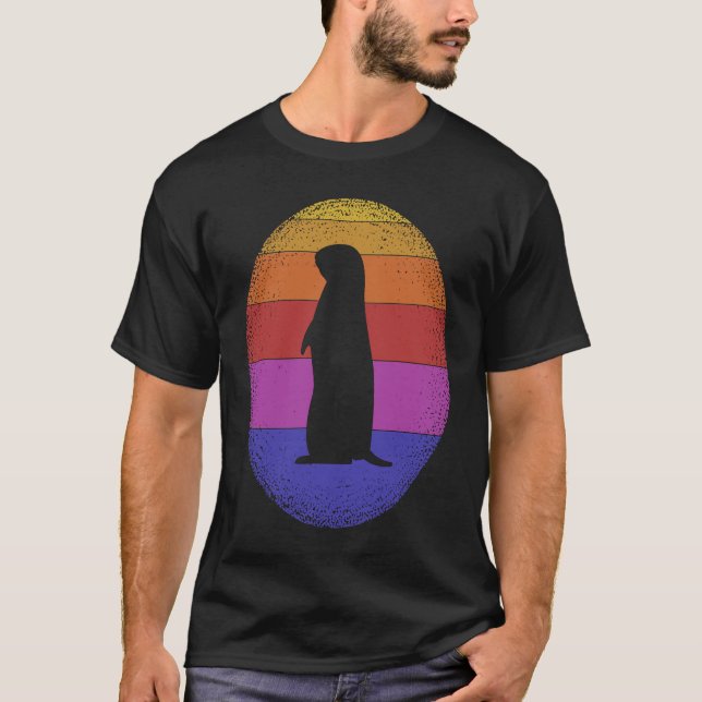 Groundhog Retro Sunset Colors Silhouette  Style Vi T Shirt (Framsida)