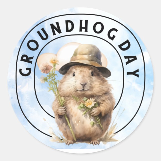 Groundhog Runt Klistermärke (Framsida)