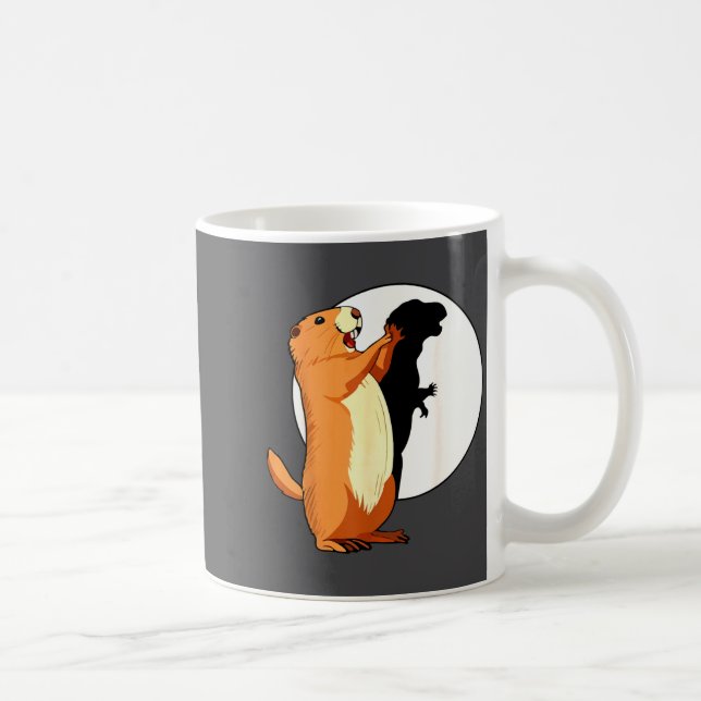 Groundhog Shadow Dinosaur Funny Puppet Happy Groun Kaffemugg (Höger)