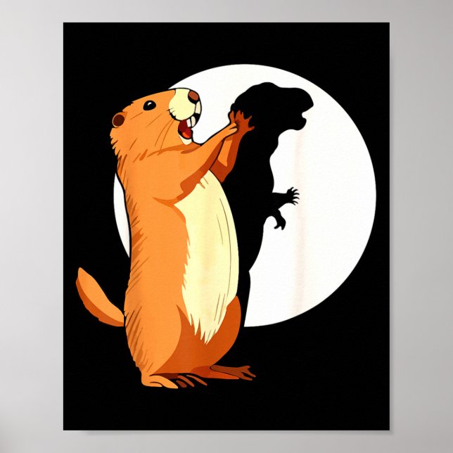 Groundhog Shadow Dinosaur Funny Puppet Happy Groun Poster (Framsidan)