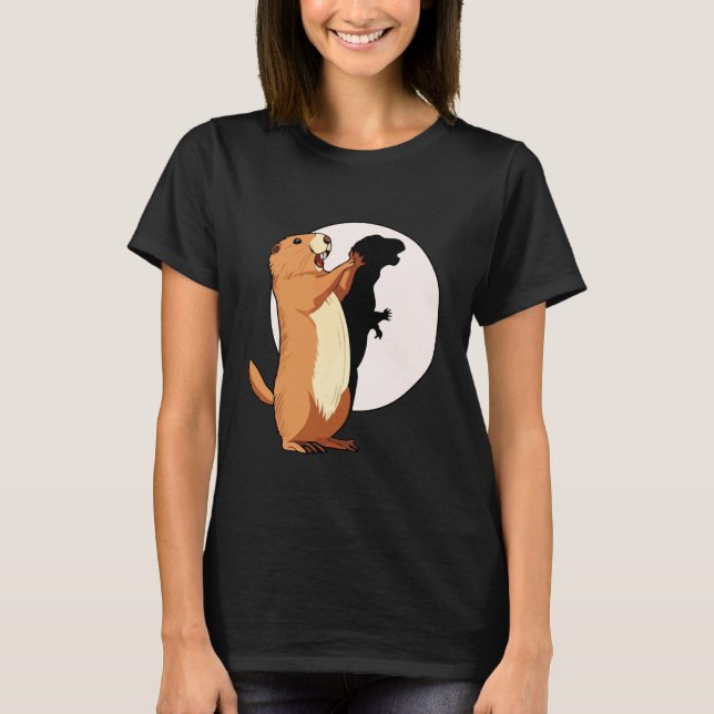 Groundhog Shadow Dinosaur Funny Puppet Happy Groun T Shirt (Framsida)