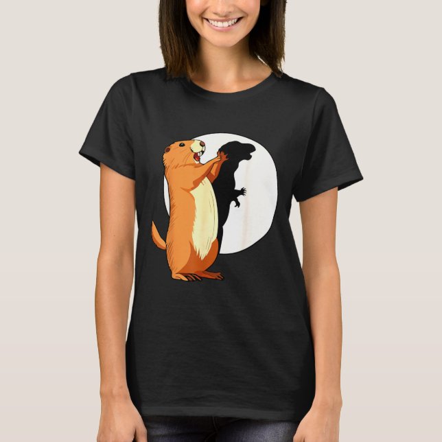 Groundhog Shadow Dinosaur Funny Puppet Happy Groun T Shirt (Framsida)