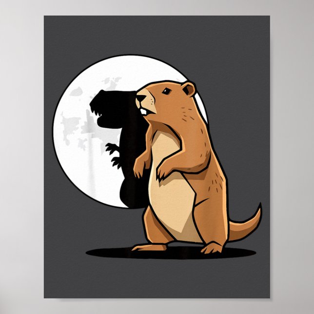 Groundhog Shadow Dinosaur Puppet Happy Groundhog D Poster (Framsidan)