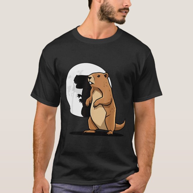 Groundhog Shadow Dinosaur Puppet Happy Groundhog D T Shirt (Framsida)