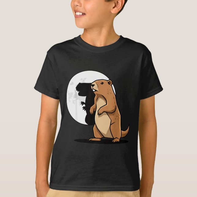 Groundhog Shadow Dinosaur Puppet Happy Groundhog D T Shirt (Framsida)