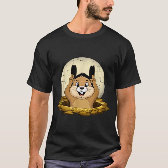 Groundhog Shadow Funny Puppet Happy Groundhog Day  T Shirt (Framsida)