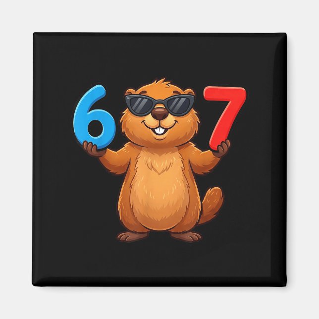 Groundhog Six Seven Drip 67 Meme Funny 6-7 Groundh Magnet (Framsidan)