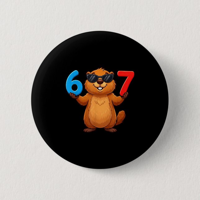 Groundhog Six Seven Drip 67 Meme Rolig 6-7 Groundh Knapp (Framsida)