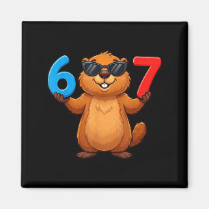Groundhog Six Seven Dropp 67 Meme Rolig 6-7 Ground Magnet