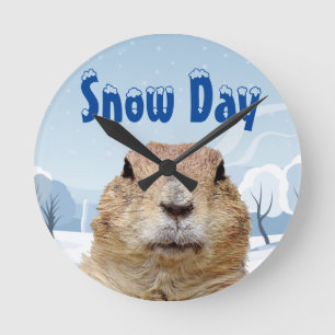 Groundhog Snö-dagen Rund Klocka