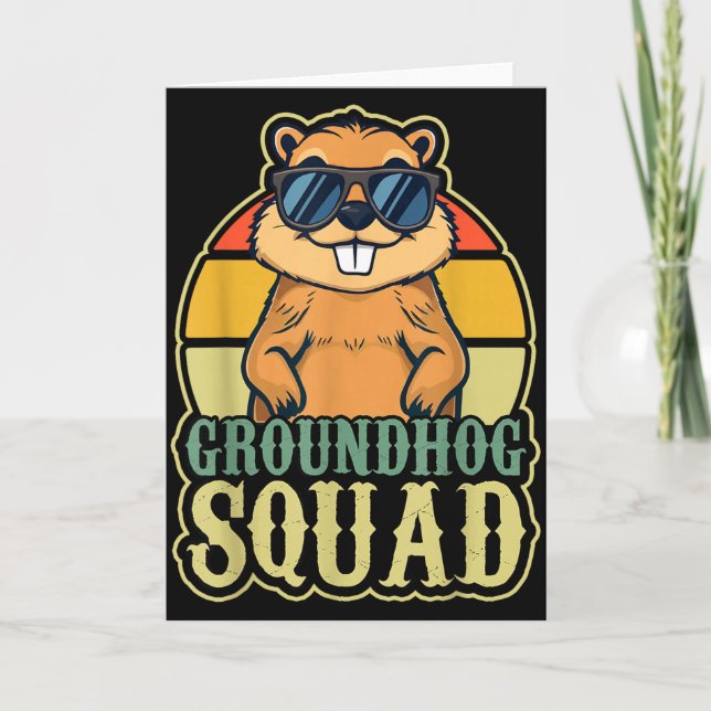Groundhog-stabben Glad Groundhog-dagen Retro Vinta Kort (Framsida)