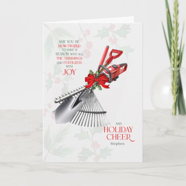 Groundskeeper Season Fertilized with Joy with Name Helgkort (Framsida)