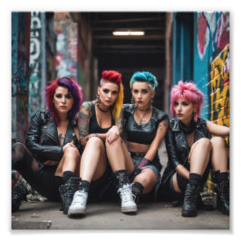 Group Alternative Hett Punk Girls Sitta Fototryck