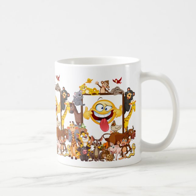  Group Cartoon Animals fun Kaffemugg (Höger)