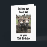 GROUP ELLER COUPLE DONKEY LYCKLIG *13th* Birthday Kort<br><div class="desc">ROLIGT att både sända och,  för att ta emot och underbart som grupp,  par eller två vänner eller familjemedlemmar som samlas för att säga LYCKLIG ***13:e födelsedagen** till vem som helst på deras mycket speciella dag. Tack för att du stannade av en av mina åtta butiker!!!!!!!!</div>