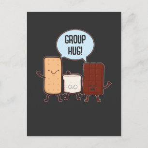 Group Hug Chocolate Marshmallow Camping S'mores Vykort