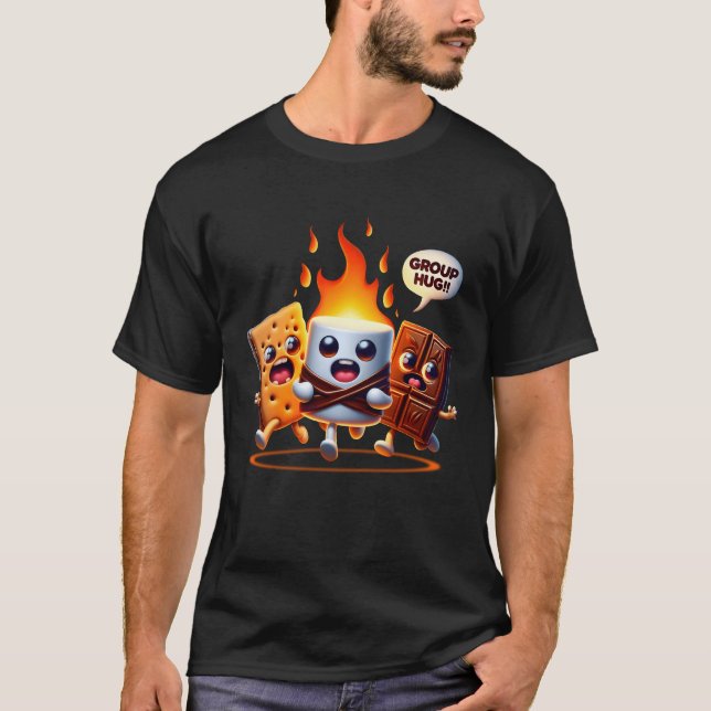 Group Hug Marshmallow Campfire Smores Funny Campin T Shirt (Framsida)