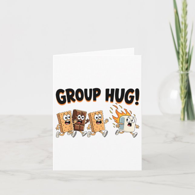 Group Hug Marshmallow Smore Funny Camping Family Kort (Framsida)