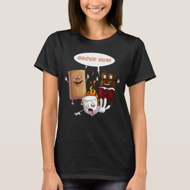Group Hug S'mores Marshmallow Cute Camping Funny T Shirt (Framsida)