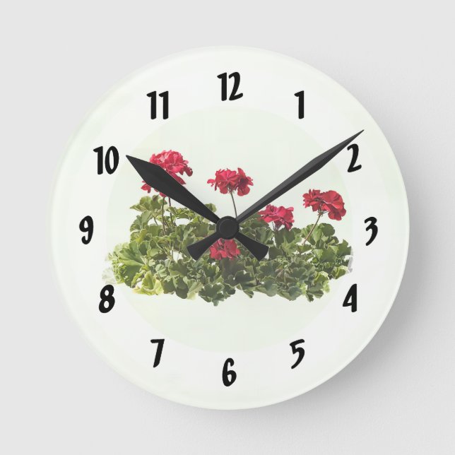 Group of Red Geraniums Rund Klocka (Framsida)