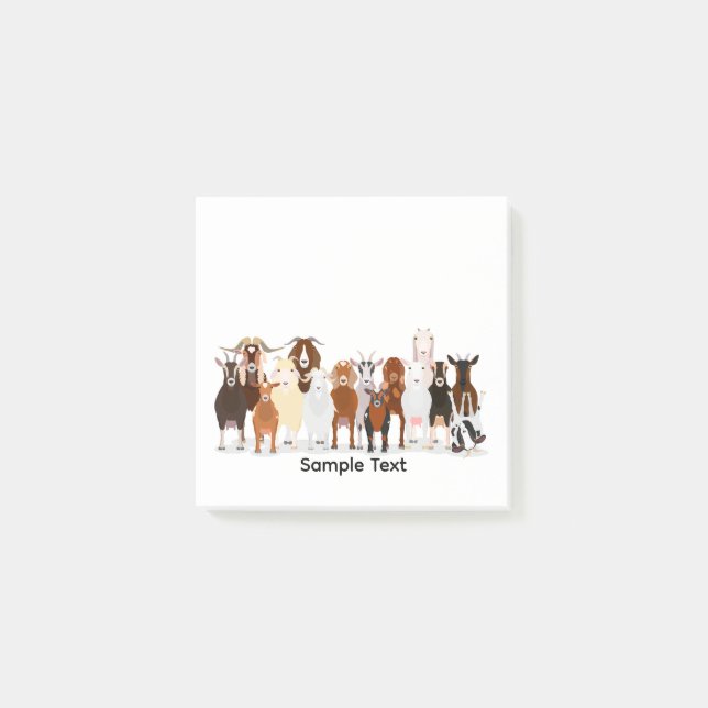 group of various breeds of goats design post it post-it block (Framsida)