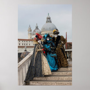 Group on Bridge at Carnival, Venedig Poster