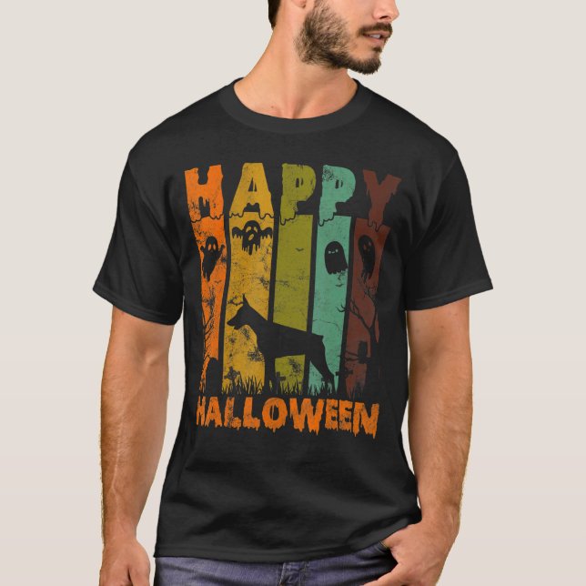 Group Pajamas Matching Halloween Costume Retro Dob T Shirt (Framsida)