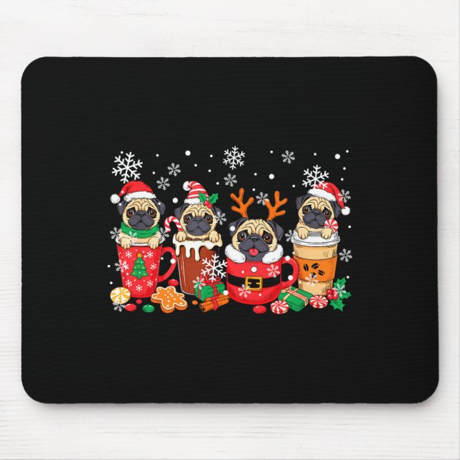 Group Santa Reindeer Pugs In Coffee C Christmas  Musmatta (Framsidan)