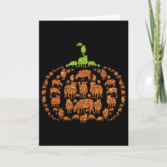 Group Sheeps Pumpkin Cute Shape Halloween Thanksgi Kort (Framsida)