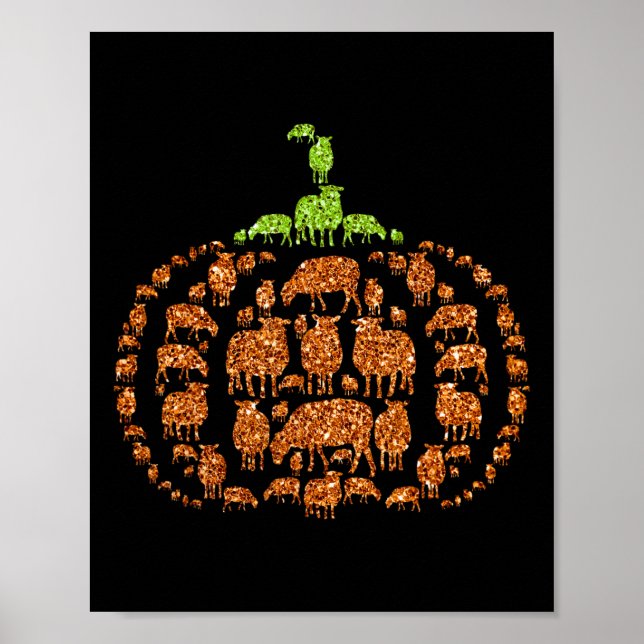 Group Sheeps Pumpkin Cute Shape Halloween Thanksgi Poster (Framsidan)