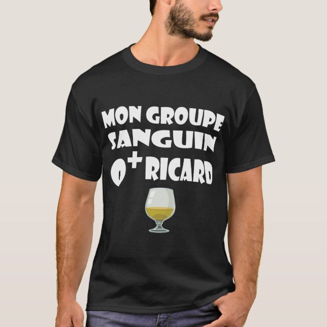 Groupe sanguin o+ pastis t shirt (Framsida)
