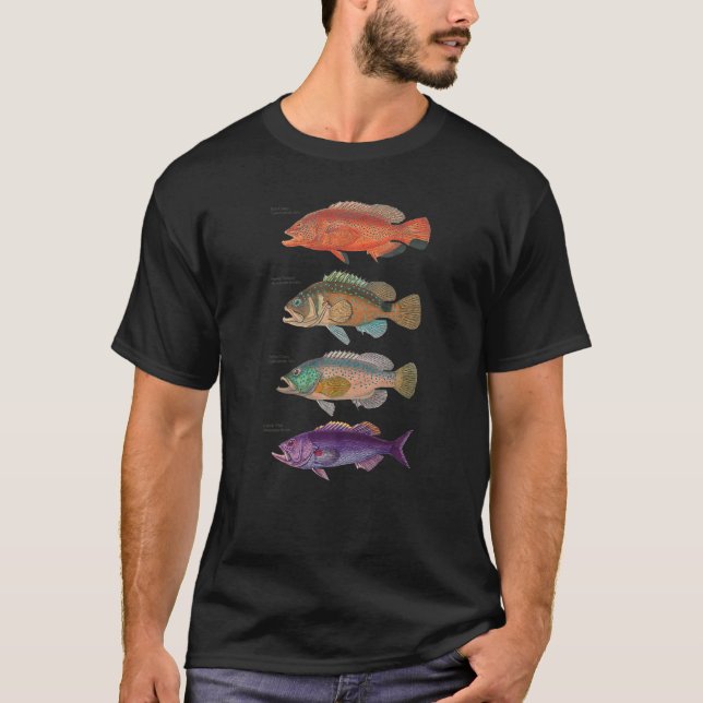 Grouper Fish FishSea Bass Angling Bukt Västindibe T Shirt (Framsida)