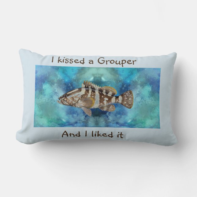 Grouper Pillow Masculine Gift Pappa Gift Fisherman Lumbarkudde (Framsida)