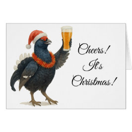 Grouse, Santa hat & Beer Christmas greetings card Hälsningskort