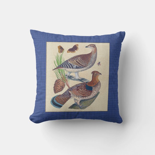 Grousen och Ginghamnaturhistoria kudder 16x16 Kudde (Framsida)