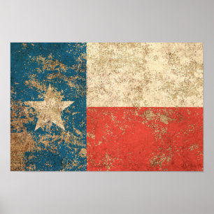 Grov Åldras Vintage Texas Flagga Poster