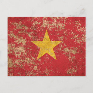 Grov Åldras Vintage vietnamesisk Flagga Vykort