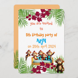 Grov apa-familjen barns födelsedag inbjudningar