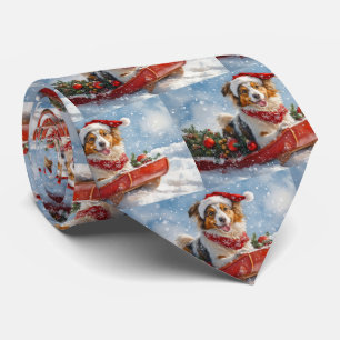 Grov Collie Hund i Sledge Låt det snöa jul Slips