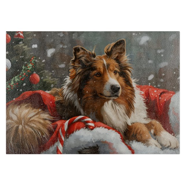 Grov Collie Hund Jul Festlig (Framsidan)