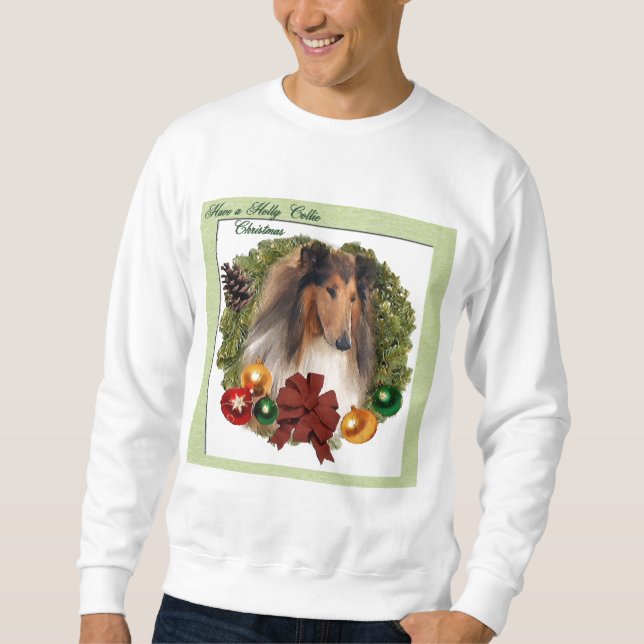 Grov Collie-julklappar Lång Ärmad Tröja (Framsida)