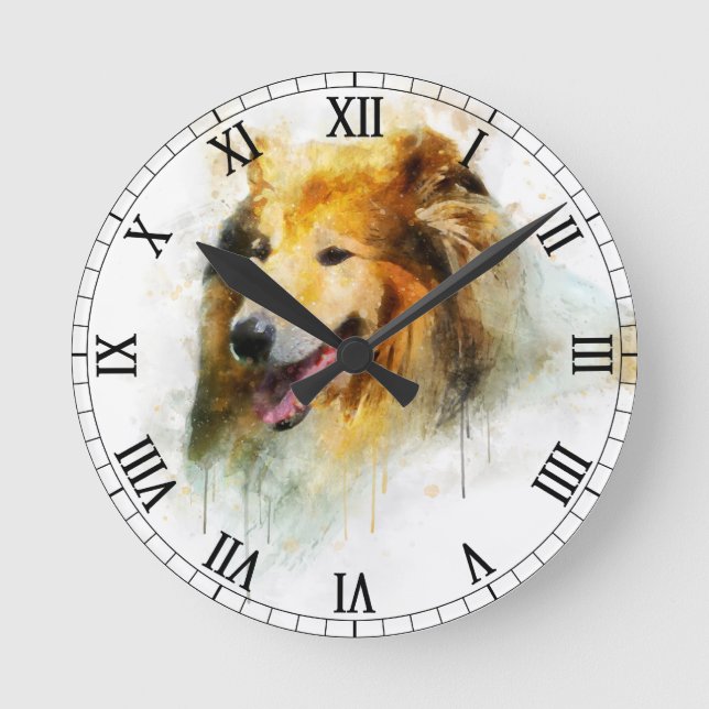 Grov Collie/långhårig Collie Rund Klocka (Framsida)