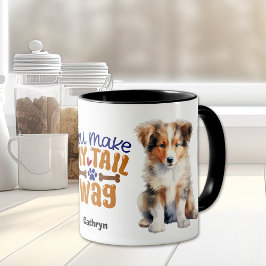 Grov Collie Puppy Hund du gör mitt Svan Wag Mugg